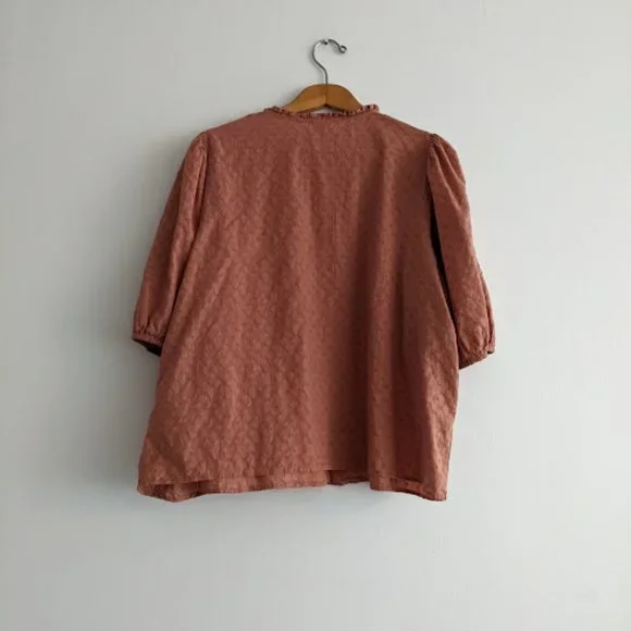 Old Navy Burnt Orange Textured Balloon Sleeve Blouse Sz XXL - Picture 4 of 8